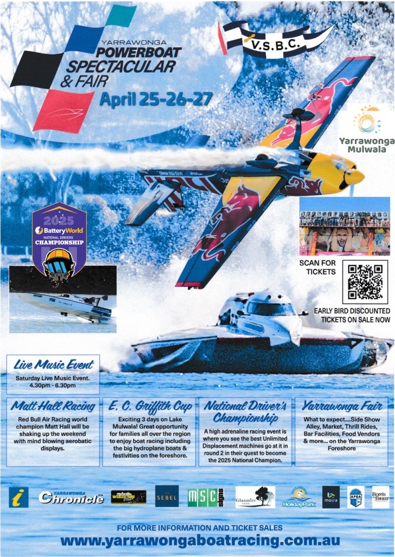 2025 Yarrawonga Powerboat Spectacular & Fair (EC Griffith Cup) Event Flyer